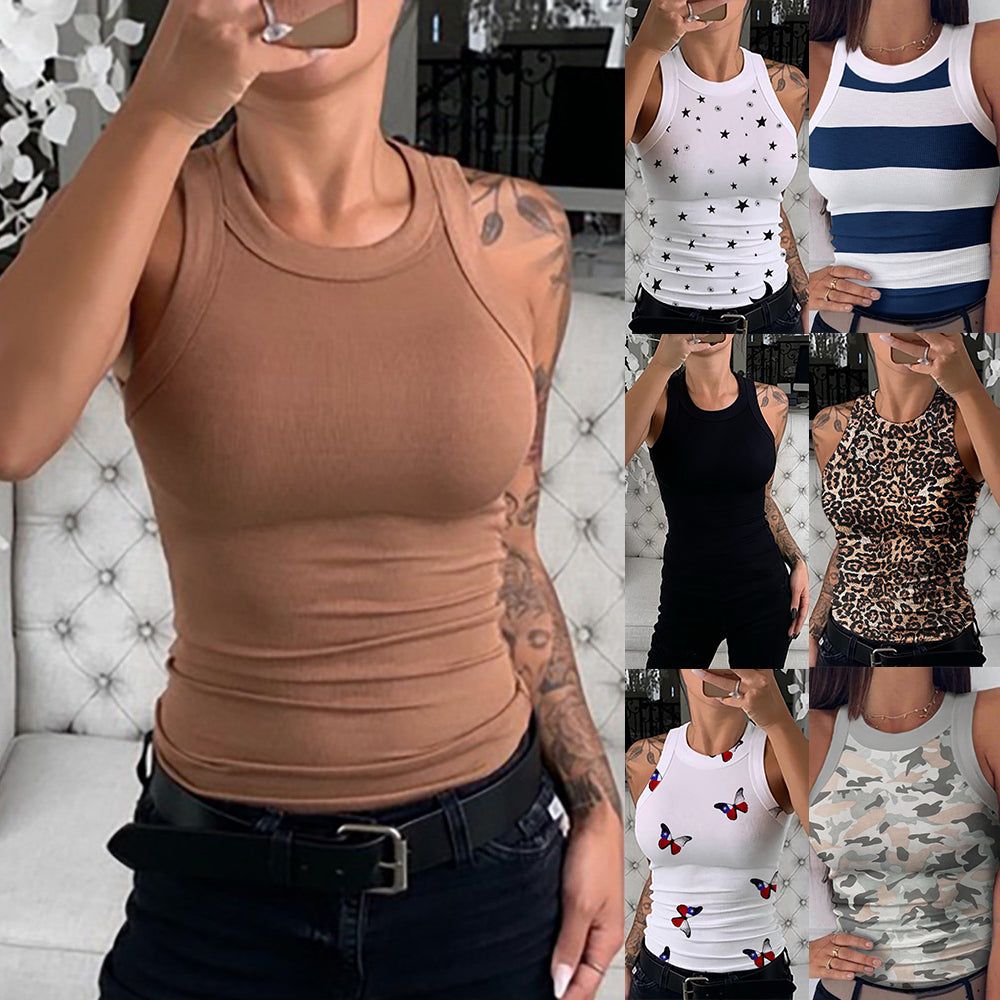 Women Cotton tops NEW 1 PC Casual Wild Women's Sleeveless Tank Tops No Sleeve T-Shirt Summer round neck Vest Women Tank