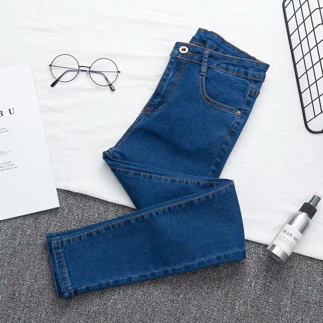Vintage Denim Pencil Pants Women High Waist Stretch Skinny Jean Ladies Summer Casual Elastic Slim Sexy Plus Size Denim Trousers