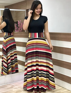 Drees women dots print maxi dress pleated Short sleeve female casual straight dresses chic ankle length Bow Summer Pink Clothes